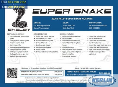 2026 Ford Mustang GT Premium Shelby Super Snake