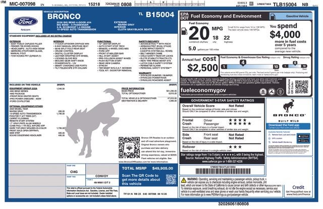 2026 Ford Bronco Big Bend Matte Black Package