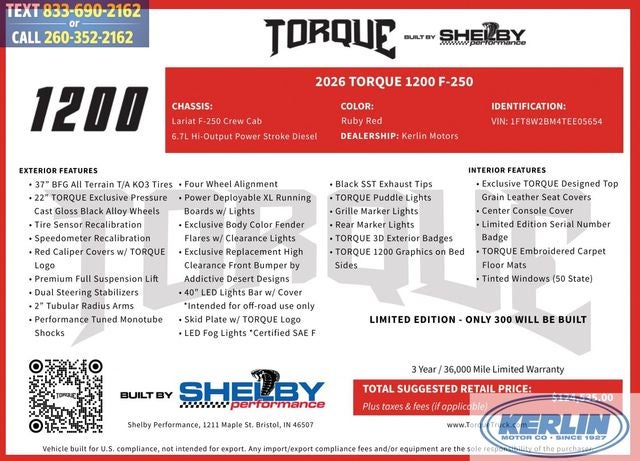 2026 Ford F-250SD Lariat Torque 1200