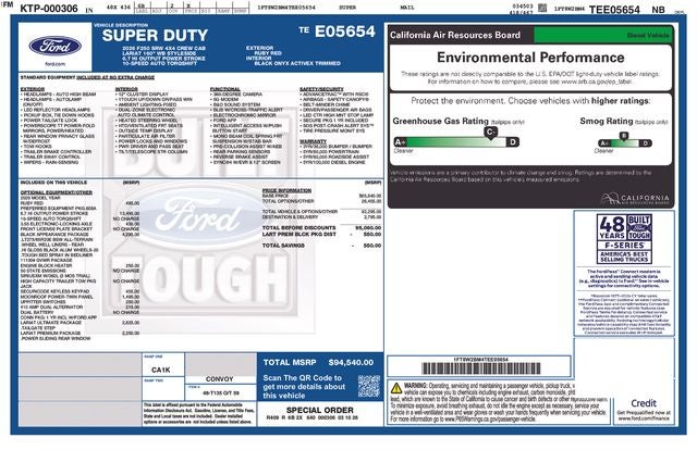 2026 Ford F-250SD Lariat Torque 1200