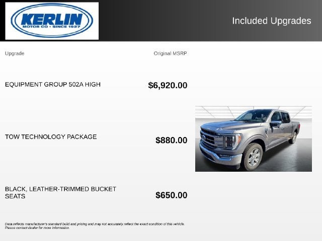 2021 Ford F-150 Lariat 502A RWD
