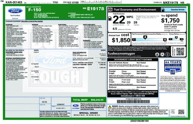 2021 Ford F-150 Lariat 502A RWD
