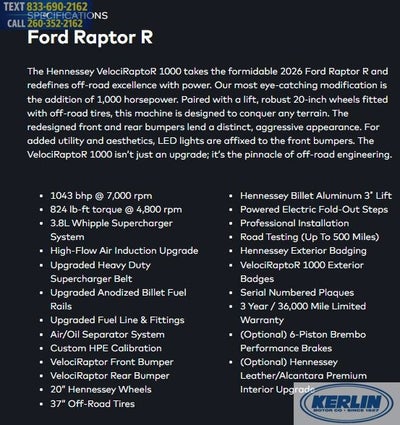 2026 Ford F-150 Raptor R Hennessey VelociraptoR 1000