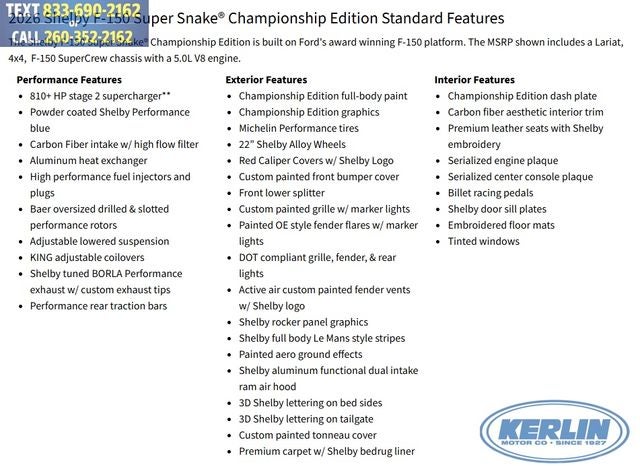 2026 Ford F-150 Lariat Shelby Super Snake Championship Edition