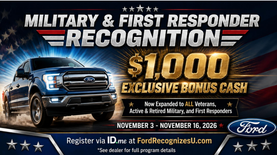 Ford Military and First Responder $1000 Bonus Cash