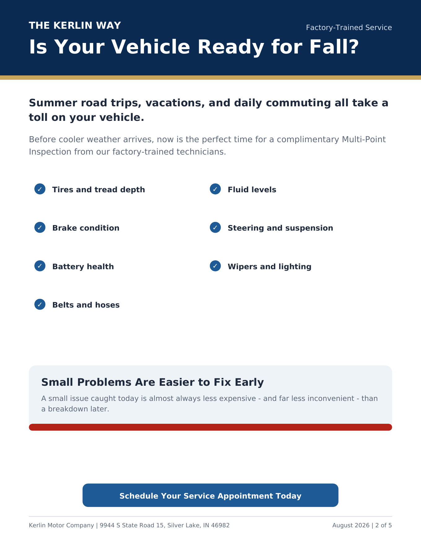 Schedule a service appointment and complimentary Multi-Point Inspection